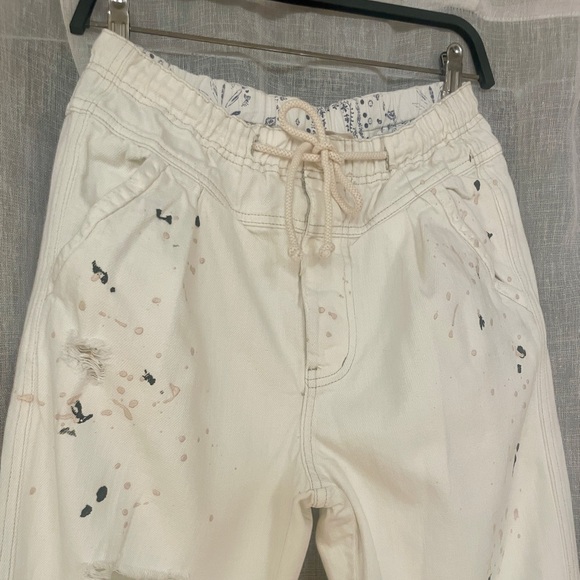 Free People Mixed Up Cotton Distressed Utility Jeans - Picture 7 of 12